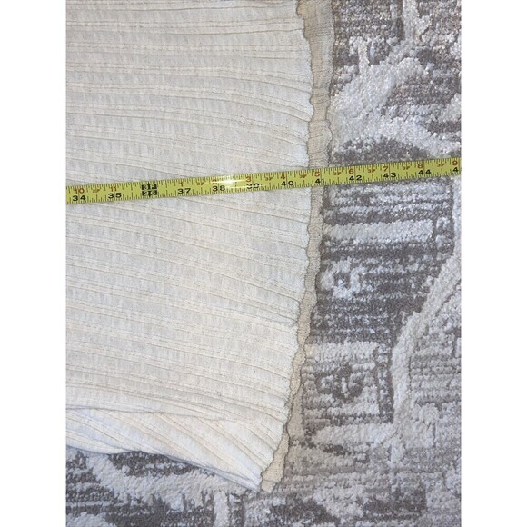 Floreat Dress Womens Medium Petite Ivory Lace Bell Sleeve Pleated Knit Midi - Picture 12 of 15